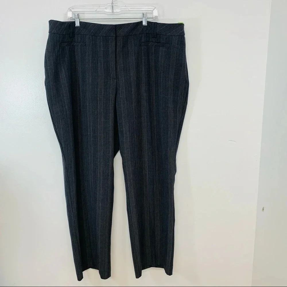 Roz &‎ Ali Pants Woman 22 Gray Print Straight Leg Trousers Front Zipper Career